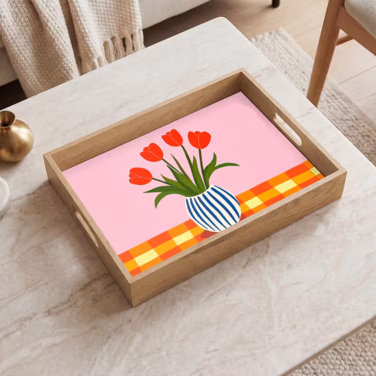 Plateau - Tulipes - Rose - Vase — 2