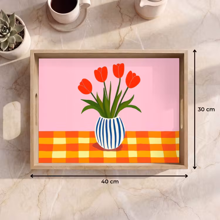 Plateau - Tulipes - Rose - Vase — 7