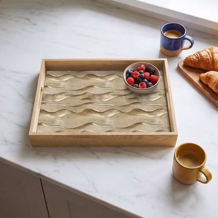 Plateau - Vagues - Motif - Or — 3