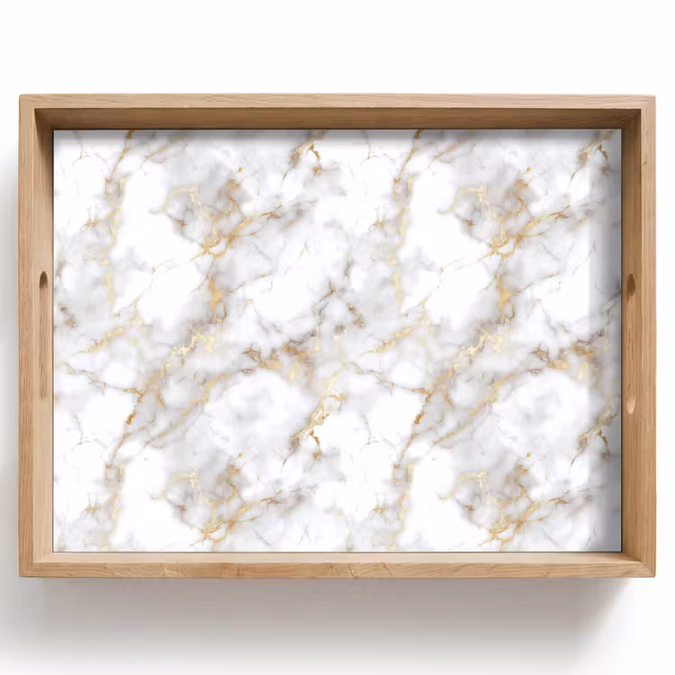 Plateau - Veines d'or - Marbre - Blanc — 1