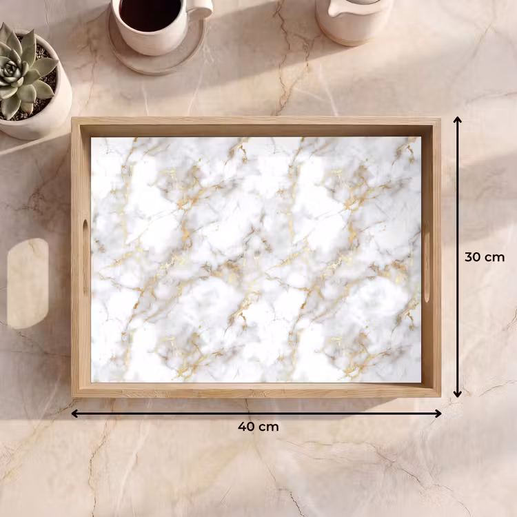 Plateau - Veines d'or - Marbre - Blanc — 7
