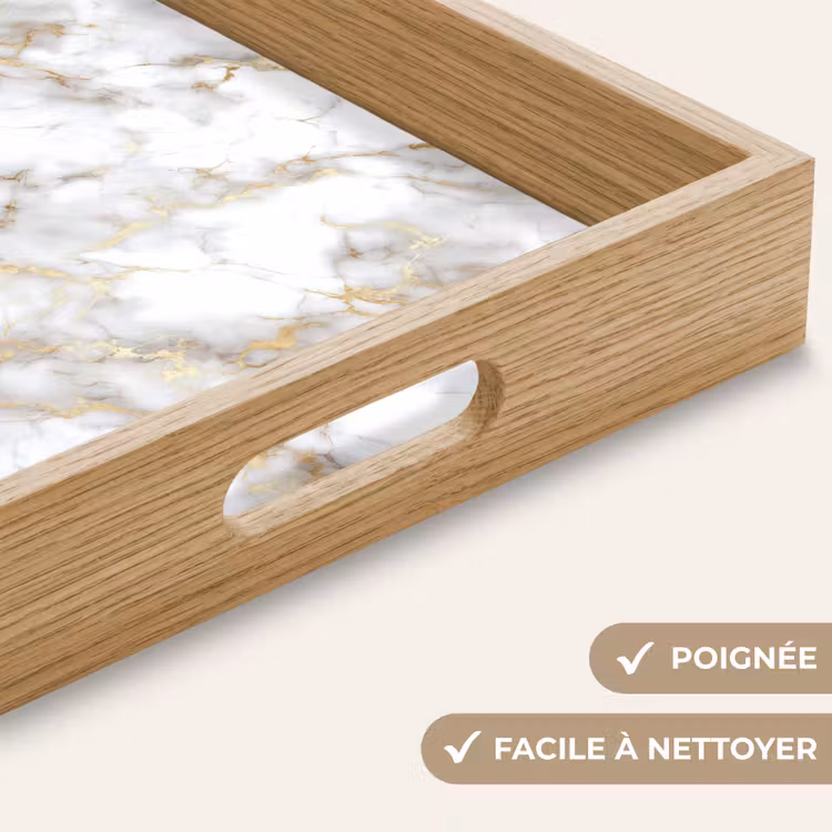 Plateau - Veines d'or - Marbre - Blanc — 8