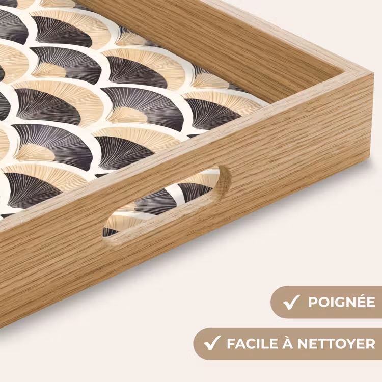 Plateau - Ventilateur - Motif - Noir - Beige — 8