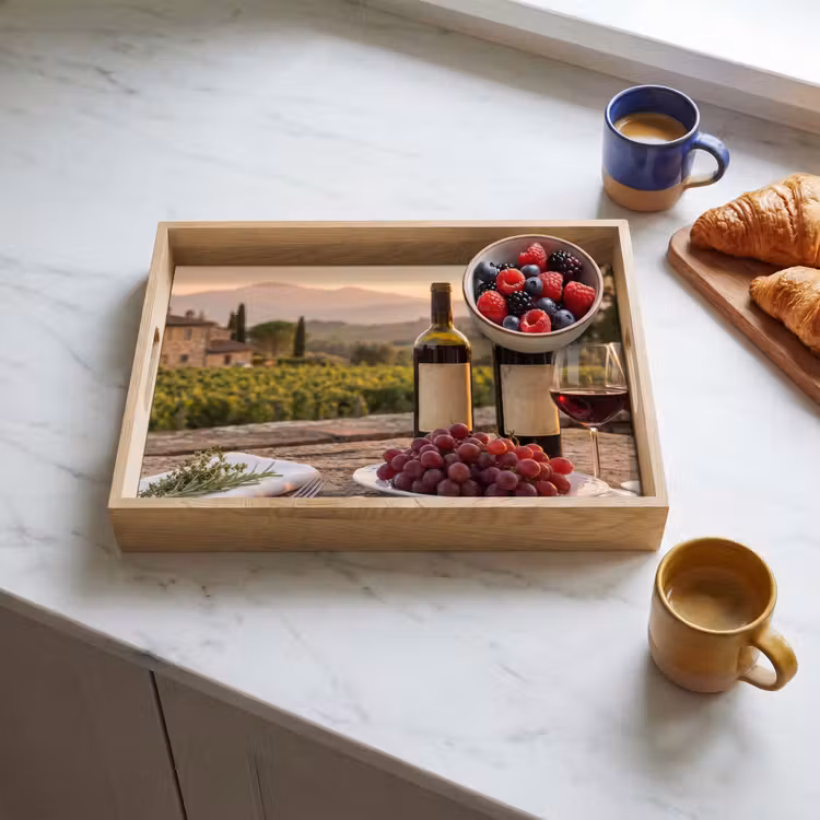 Plateau - Vin - Verres - Raisins - Vignoble — 3