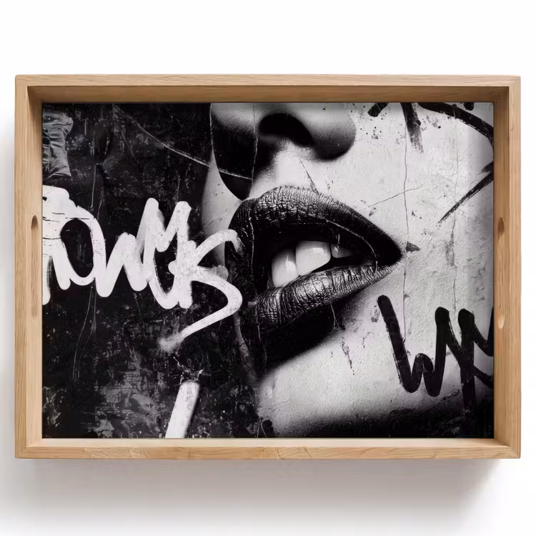 Plateau - Visage - Bouche - Graffiti - Noir — 1
