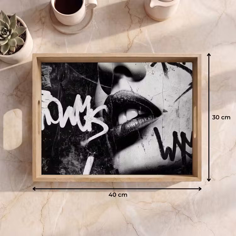 Plateau - Visage - Bouche - Graffiti - Noir — 7