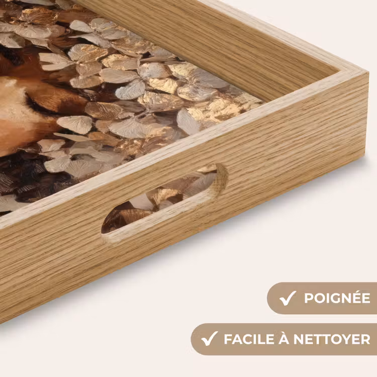 Plateau - Visage - Dame - Feuilles - Coups de pinceau — 8