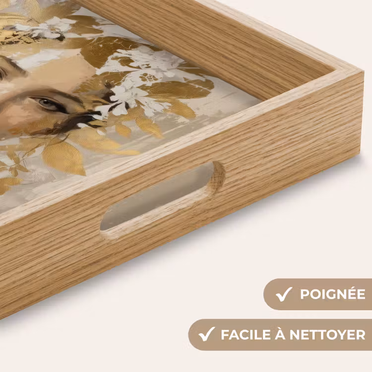 Plateau - Visage - Femme - Feuilles - Or — 8