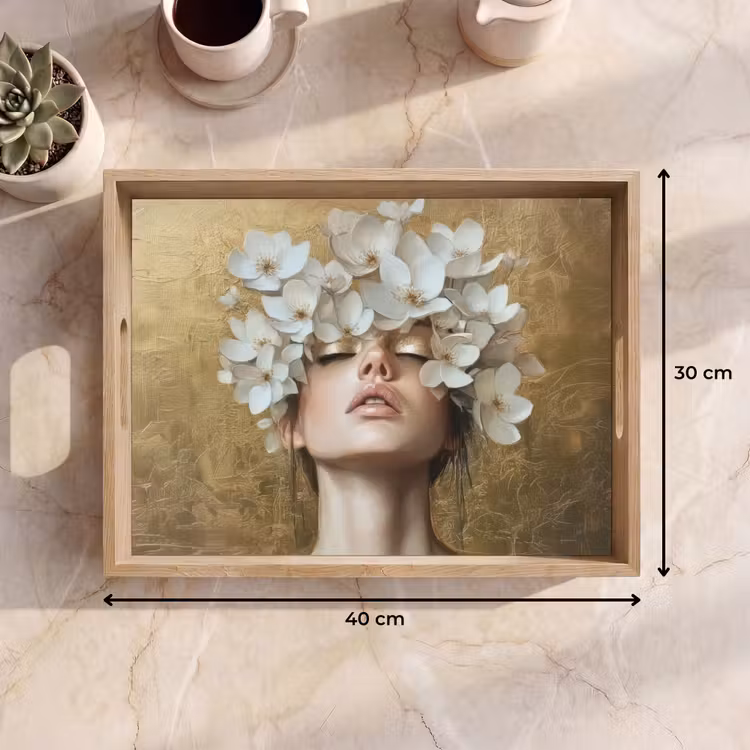 Plateau - Visage - Fleurs - Or - Abstrait — 7
