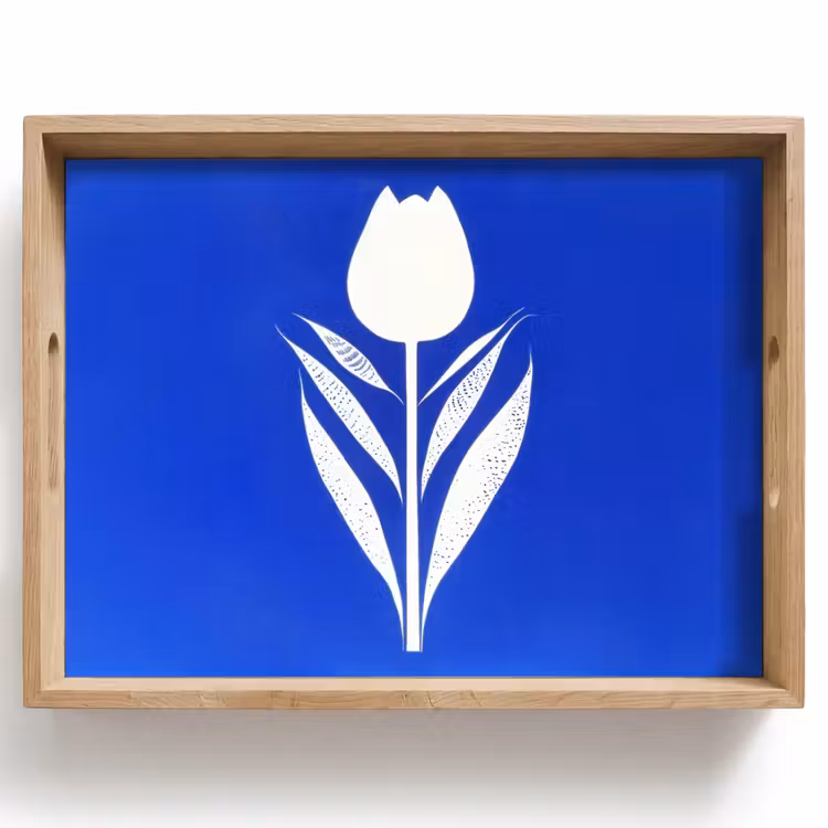 Plateau - Tulipe - Minimaliste - Feuilles - Blanc — 1