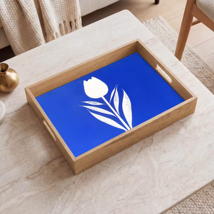 Plateau - Tulipe - Minimaliste - Feuilles - Blanc — 2