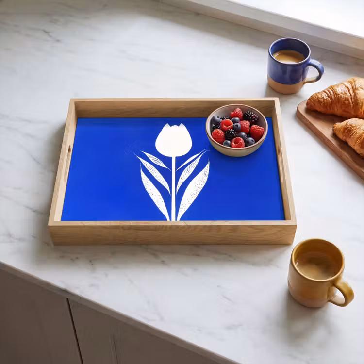 Plateau - Tulipe - Minimaliste - Feuilles - Blanc — 3