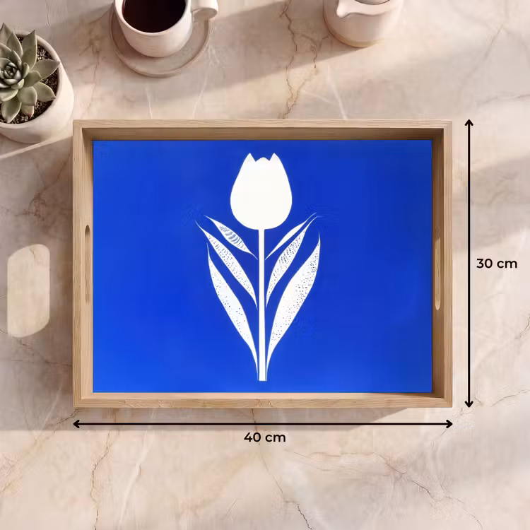 Plateau - Tulipe - Minimaliste - Feuilles - Blanc — 7