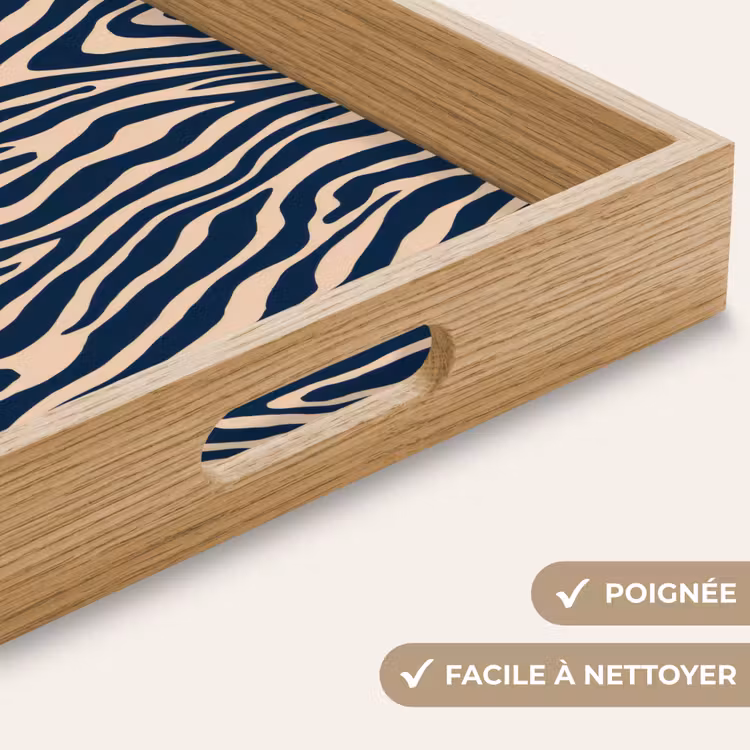 Plateau - Zèbre - Motif - Bleu - Beige — 8