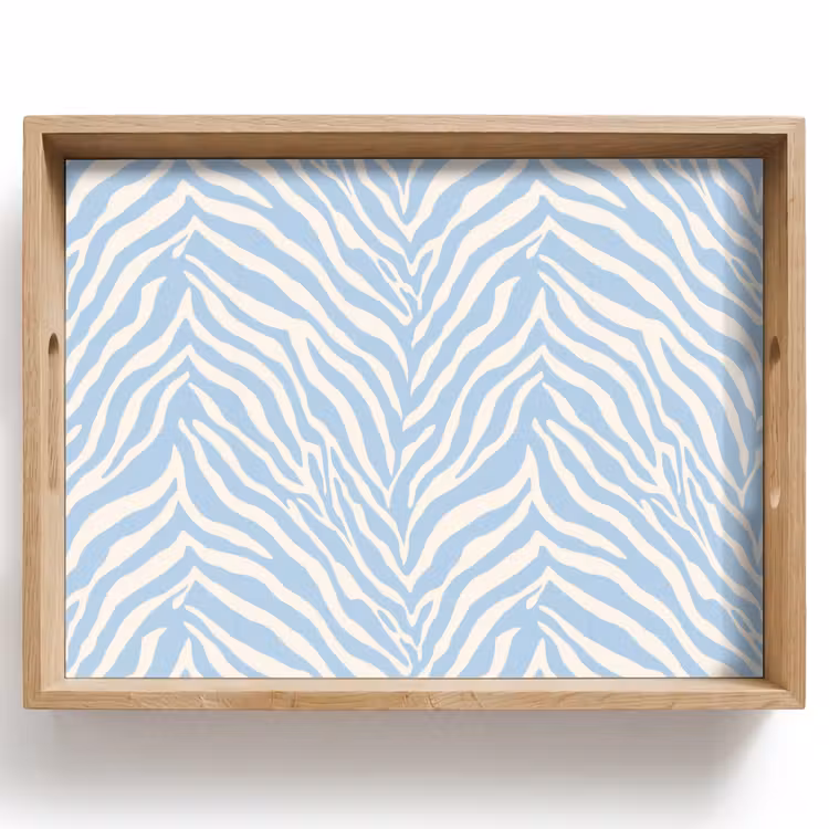 Plateau - Zèbre - Motif - Bleu - Blanc — 1