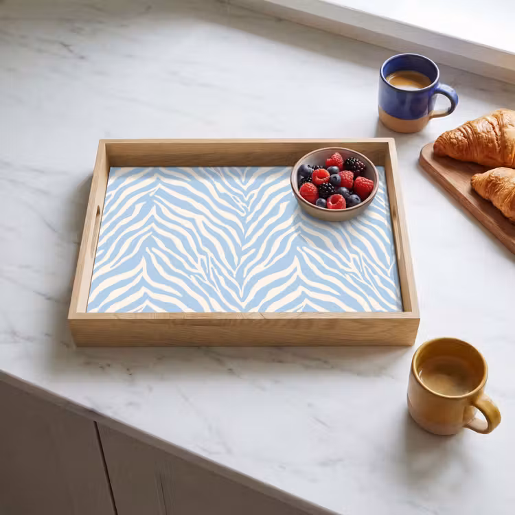 Plateau - Zèbre - Motif - Bleu - Blanc — 3