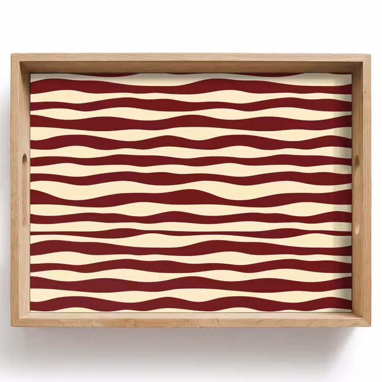 Plateau - Vagues - Rouge - Motif - Crème — 1