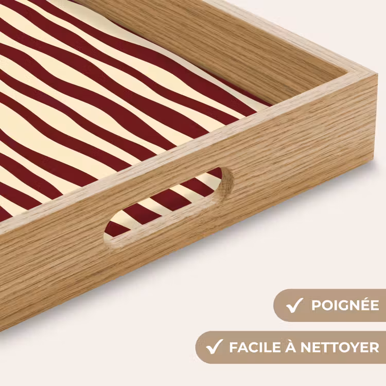 Plateau - Vagues - Rouge - Motif - Crème — 8