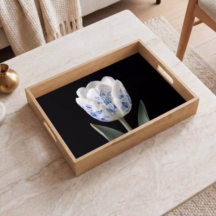 Plateau - Tulipe - Motif - Bleu — 2