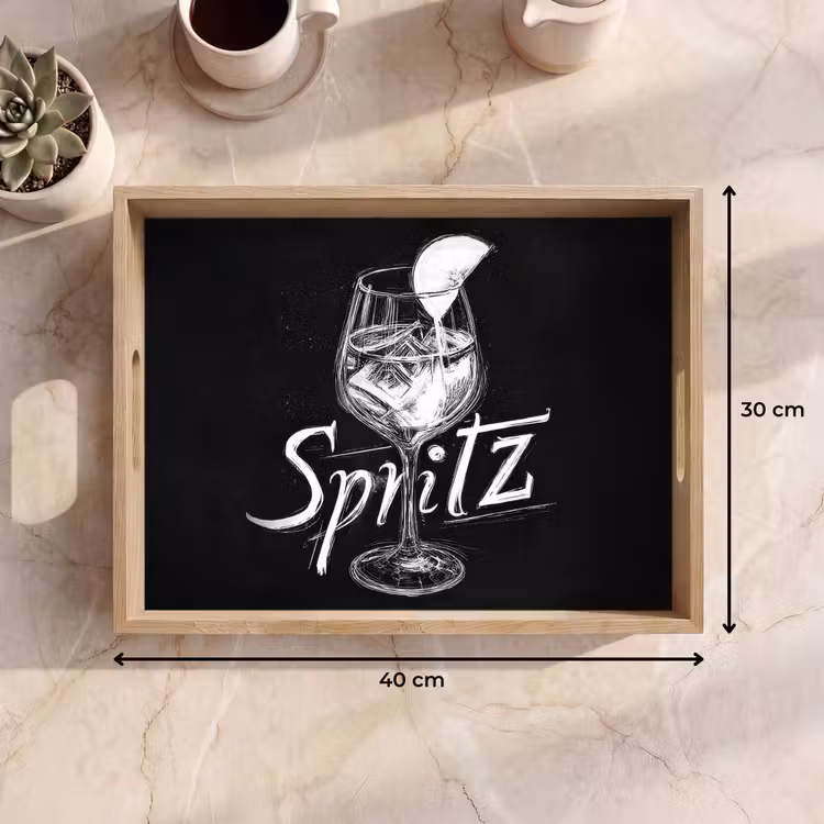Plateau - Verre spritz - Lettres à la craie - Glaçons - Citron — 7