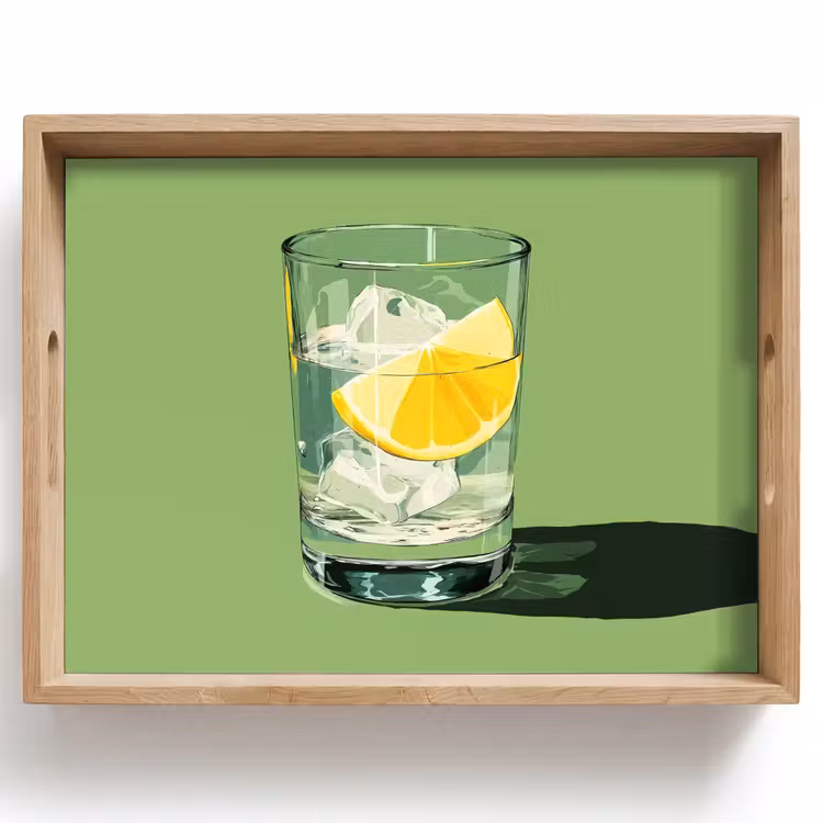 Plateau - Verre - Citron - Glaçons - Vert — 1