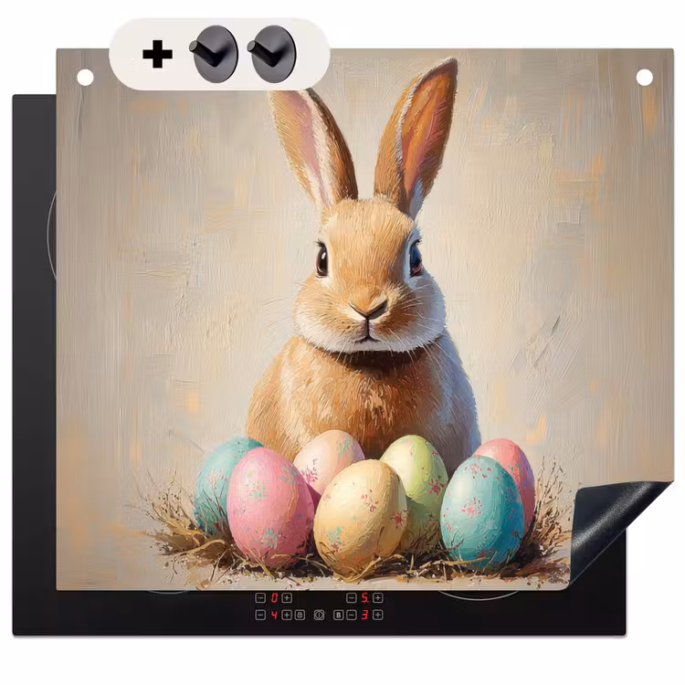 Protection à induction avec crochets - Lapin de Pâques - Pastel - Oeufs — 3