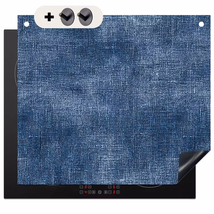 Protection à induction avec crochets - Lin - Texture - Motif - Denim - Rustique — 3