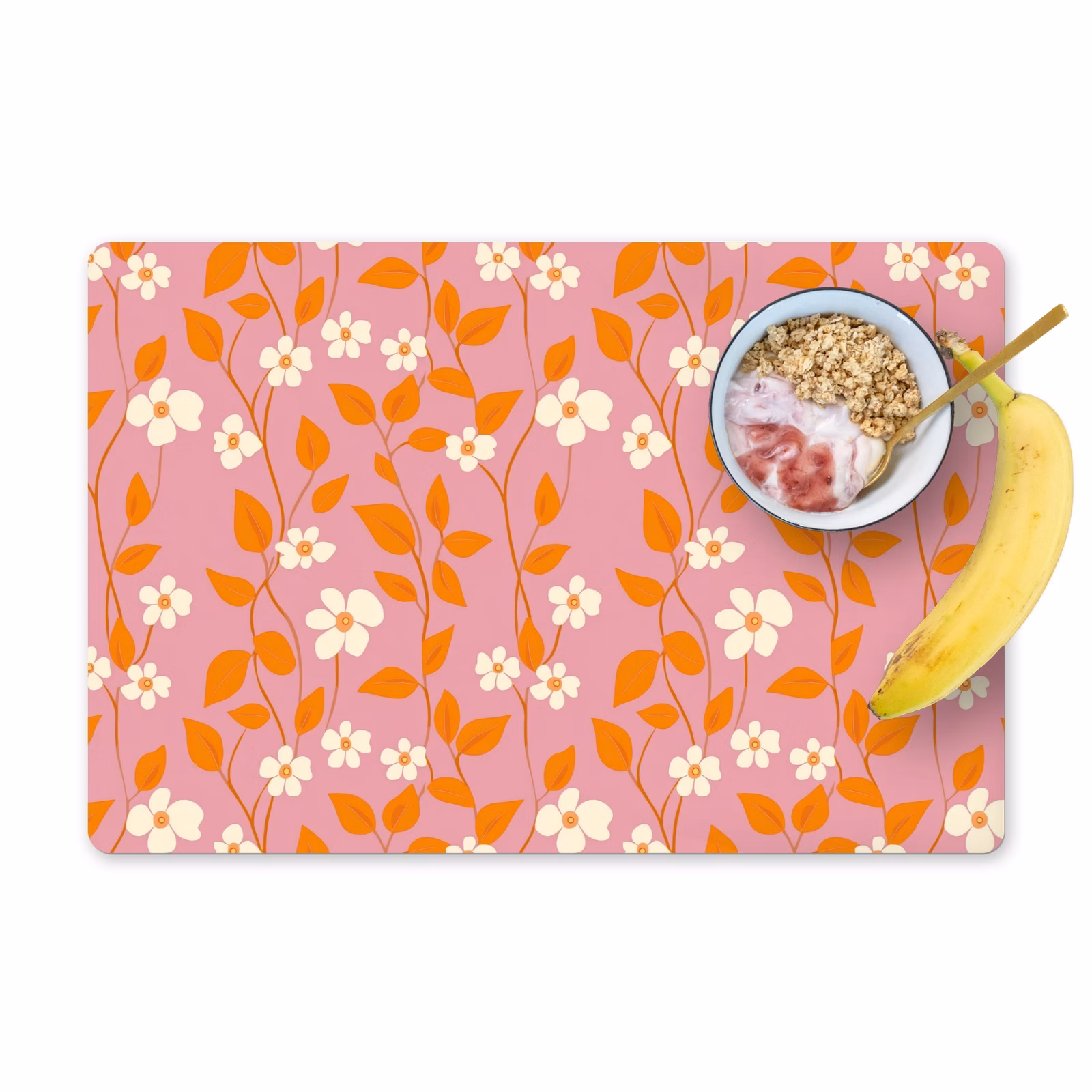 Set de table – 6 pièces - Fleurs - Motif - Orange — 1