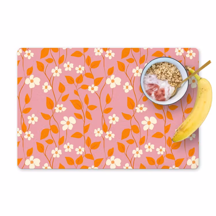 Set de table – 6 pièces - Fleurs - Motif - Orange — 1