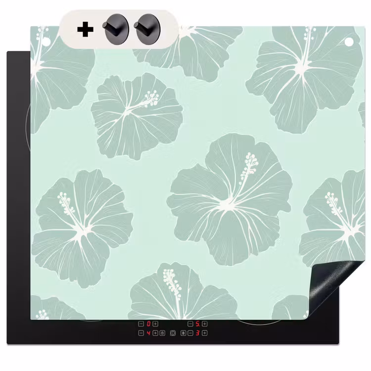Protection à induction avec crochets - Fleurs - Hibiscus - Menthe — 3