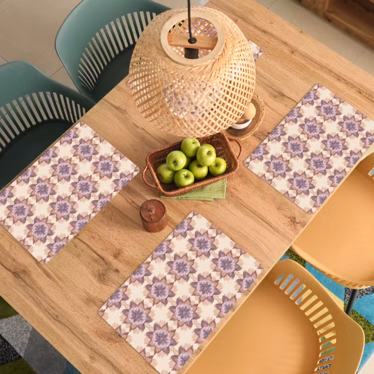 Set de table – 6 pièces - Classique - Motif - Violet — 3