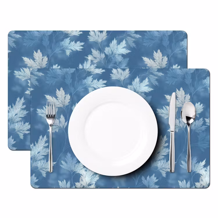 Set de table – 6 pièces - Fougère - Botanique - Motif - Gris-bleu — 2