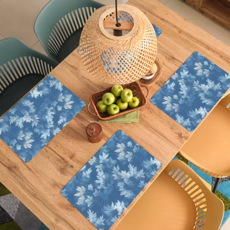 Set de table – 6 pièces - Fougère - Botanique - Motif - Gris-bleu — 3