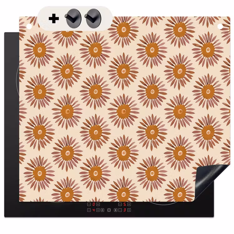 Protection à induction avec crochets - Motif - Rétro - Marron — 3