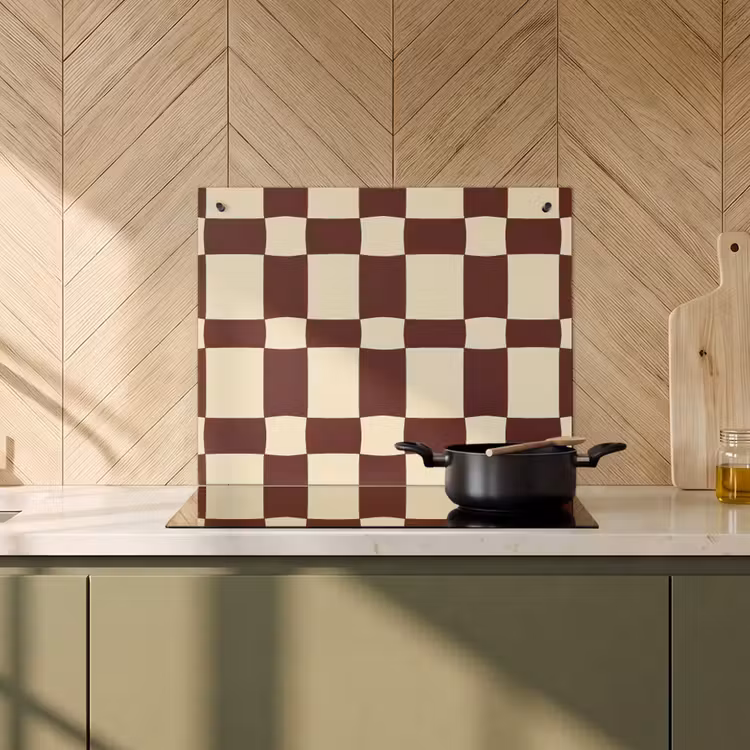 Protection à induction avec crochets - Retro - Motif - Marron — 1