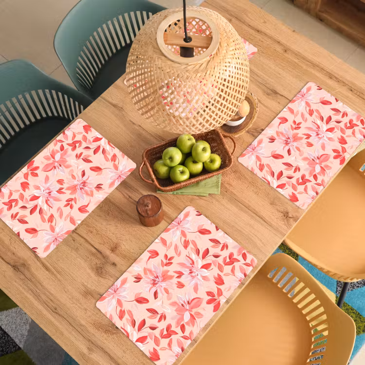 Set de table – 6 pièces - Botanique - Fleurs - Rouge — 3