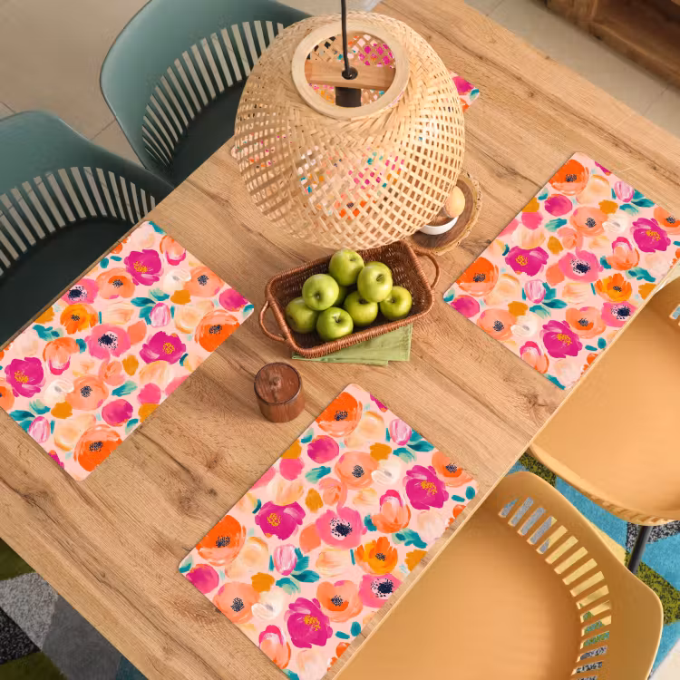 Set de table – 6 pièces - Fleurs - gaies - colorées — 3