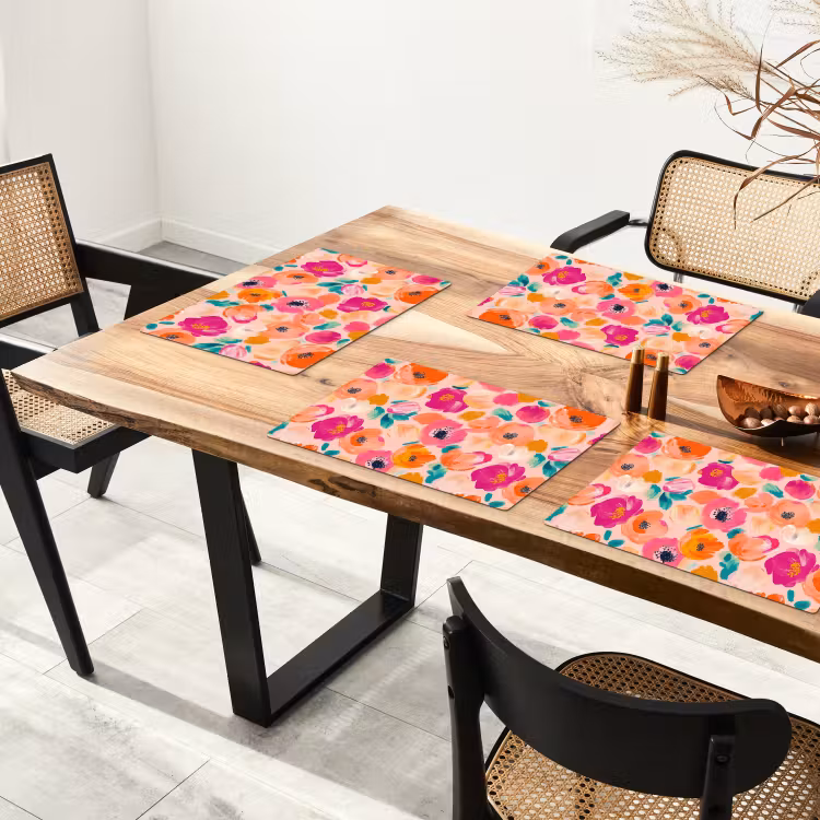Set de table – 6 pièces - Fleurs - gaies - colorées — 4