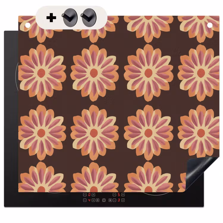 Protection à induction avec crochets - Fleurs - Motif - Marron — 3