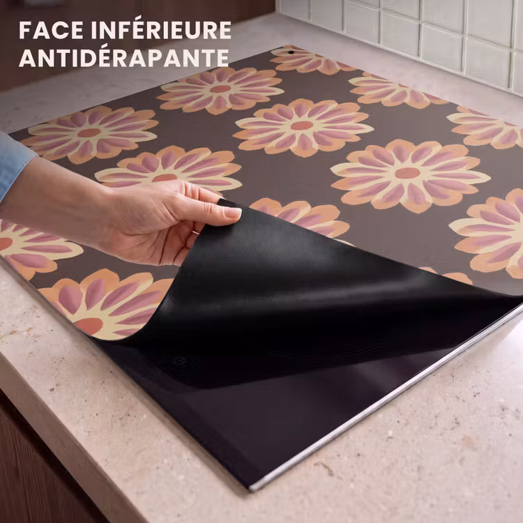 Protection à induction avec crochets - Fleurs - Motif - Marron — 4