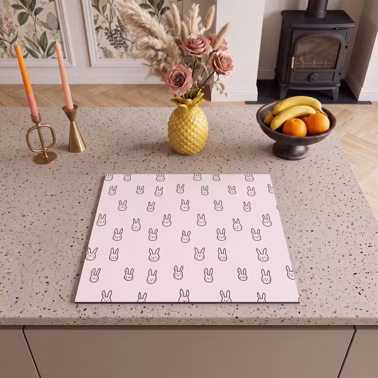 Protection plaque induction - Lapins - Minimaliste - Rose — 3