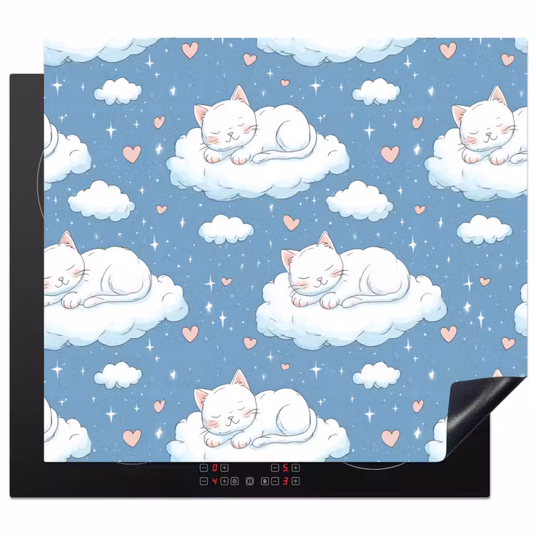 Protection plaque induction - Chaton - Nuages - Bleu — 1