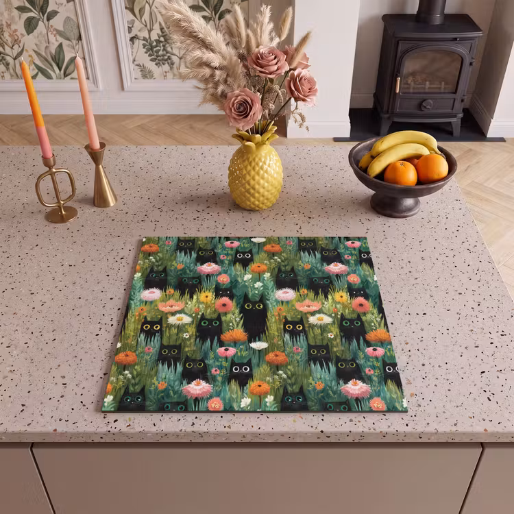 Protection plaque induction - Chats - Fleurs - Coloré — 3