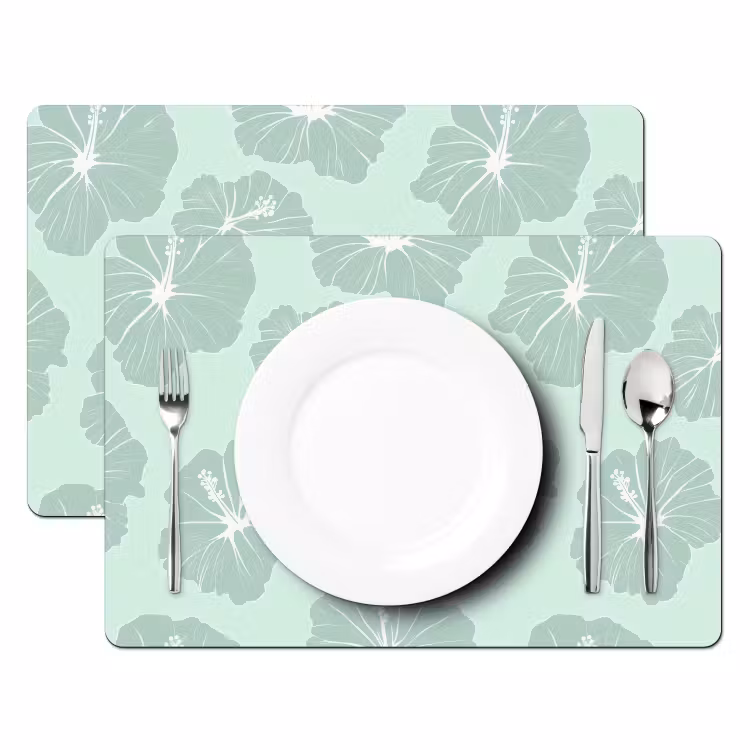 Set de table – 6 pièces - Fleurs - Hibiscus - Menthe — 2
