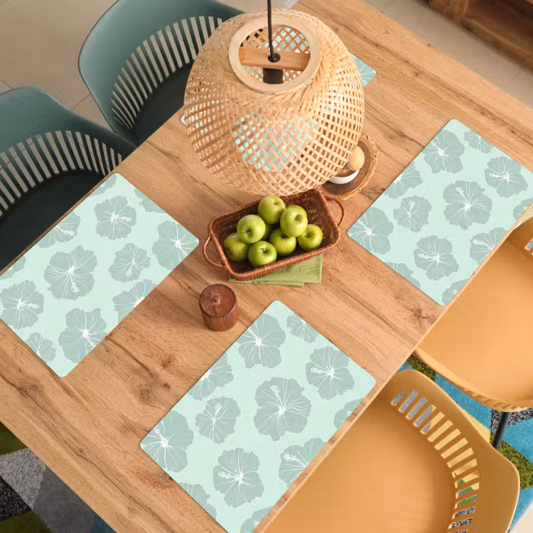 Set de table – 6 pièces - Fleurs - Hibiscus - Menthe — 3