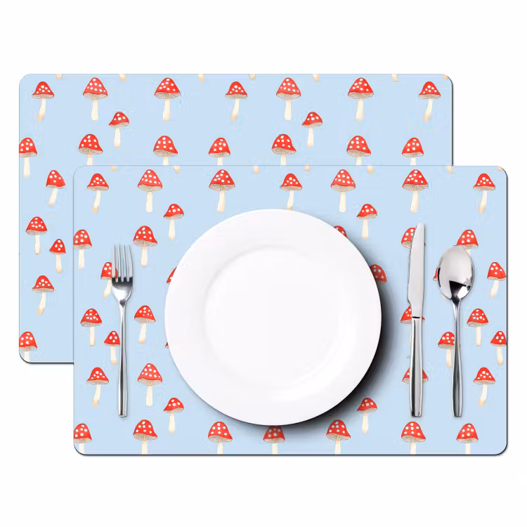 Set de table – 6 pièces - Champignon -Tale - Bleu — 2