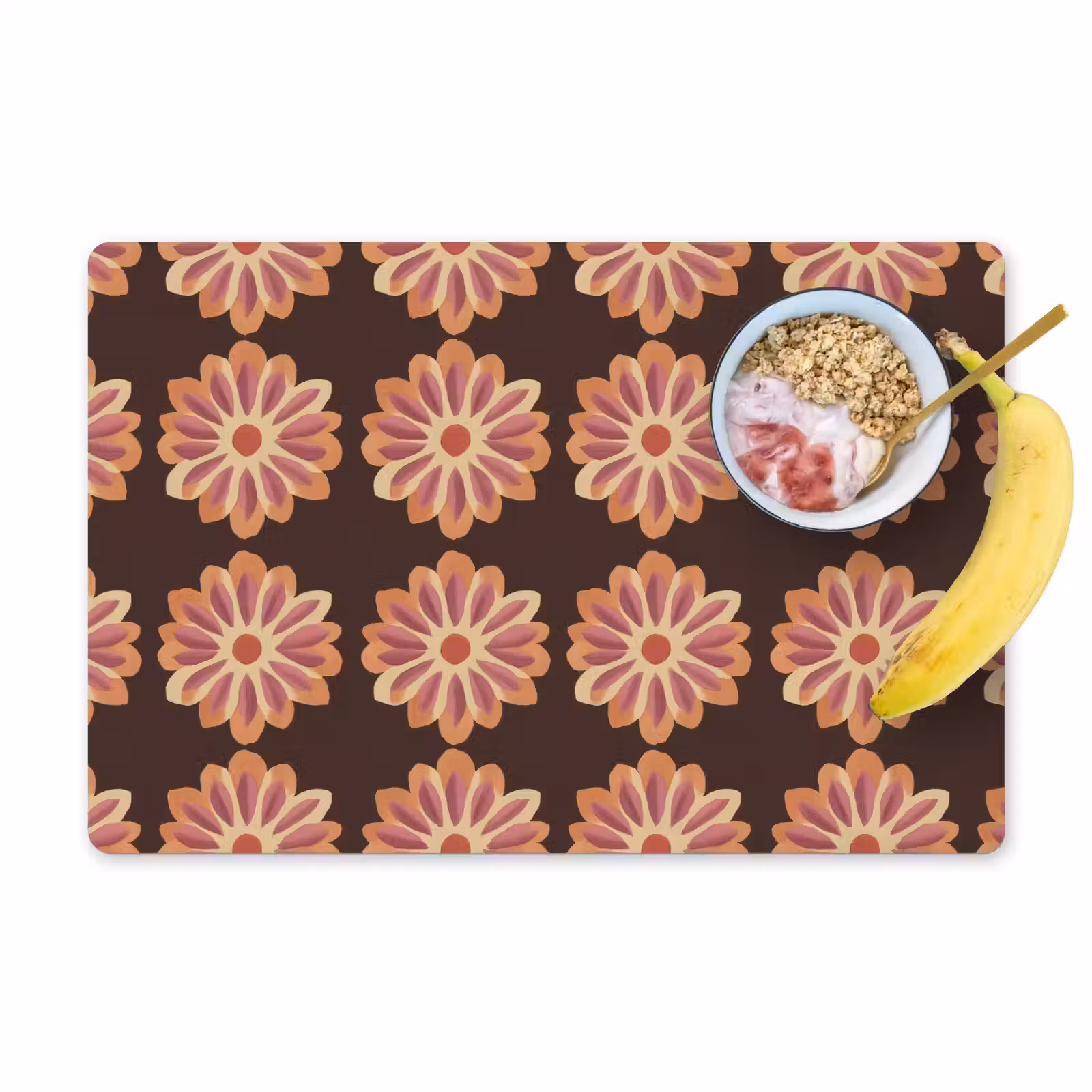 Set de table – 6 pièces - Fleurs - Motif - Marron — 1