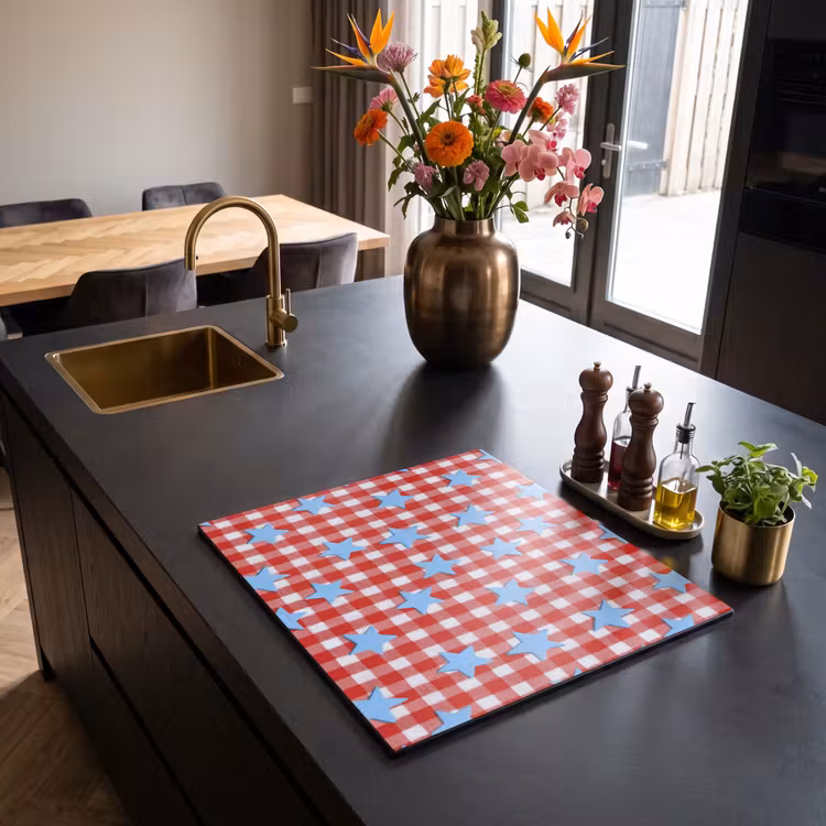 Protection plaque induction - Plaid - Étoiles - Rouge — 2