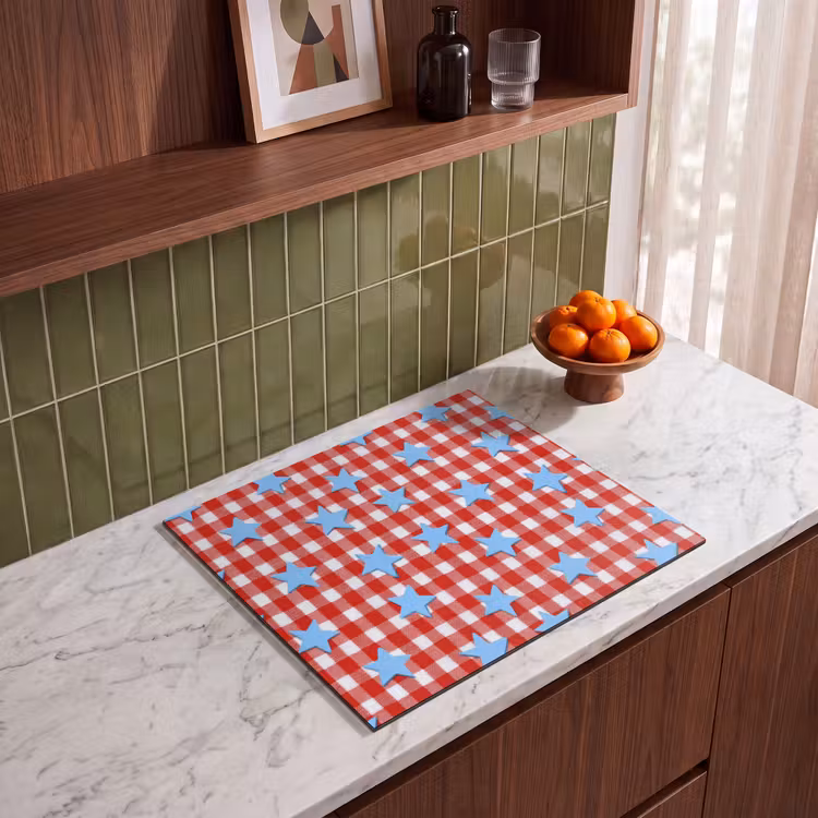 Protection plaque induction - Plaid - Étoiles - Rouge — 4