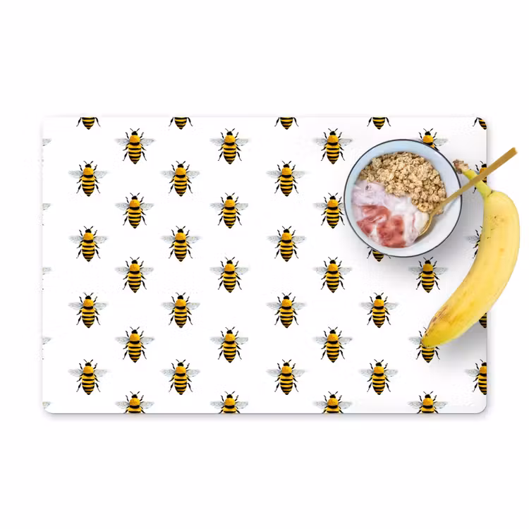 Set de table – 6 pièces - Abeilles - Intemporel - Blanc — 1